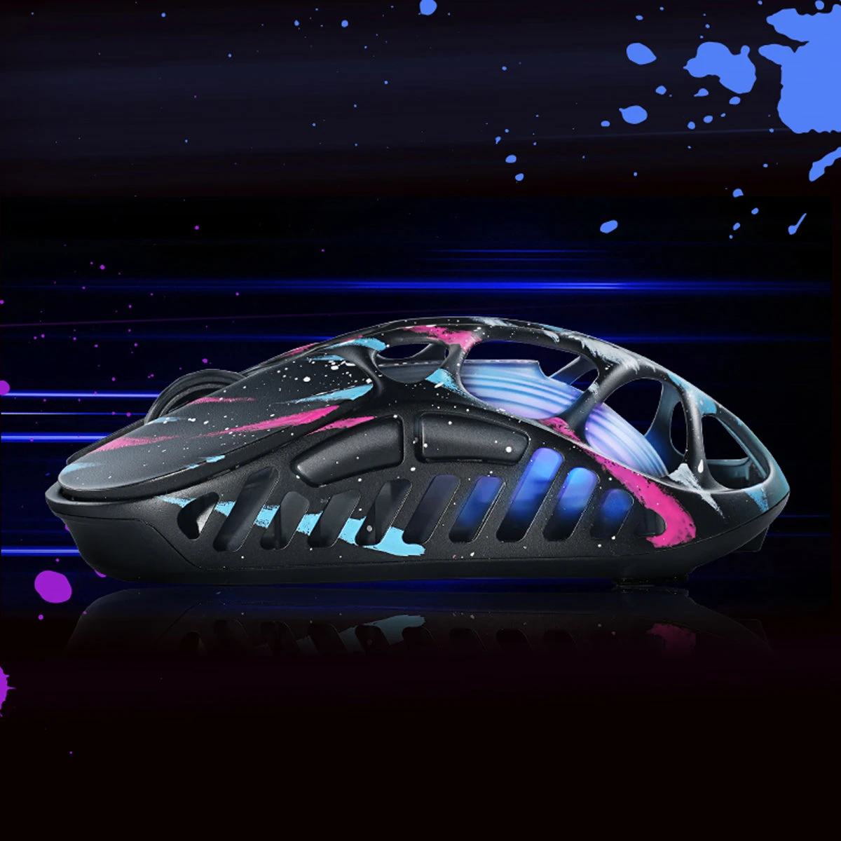 Мышь GravaStar Mercury XPro Neon Graffiti, PAW3950, 32000 DPI, 2.4/BT/Wired, 49±3g — 3