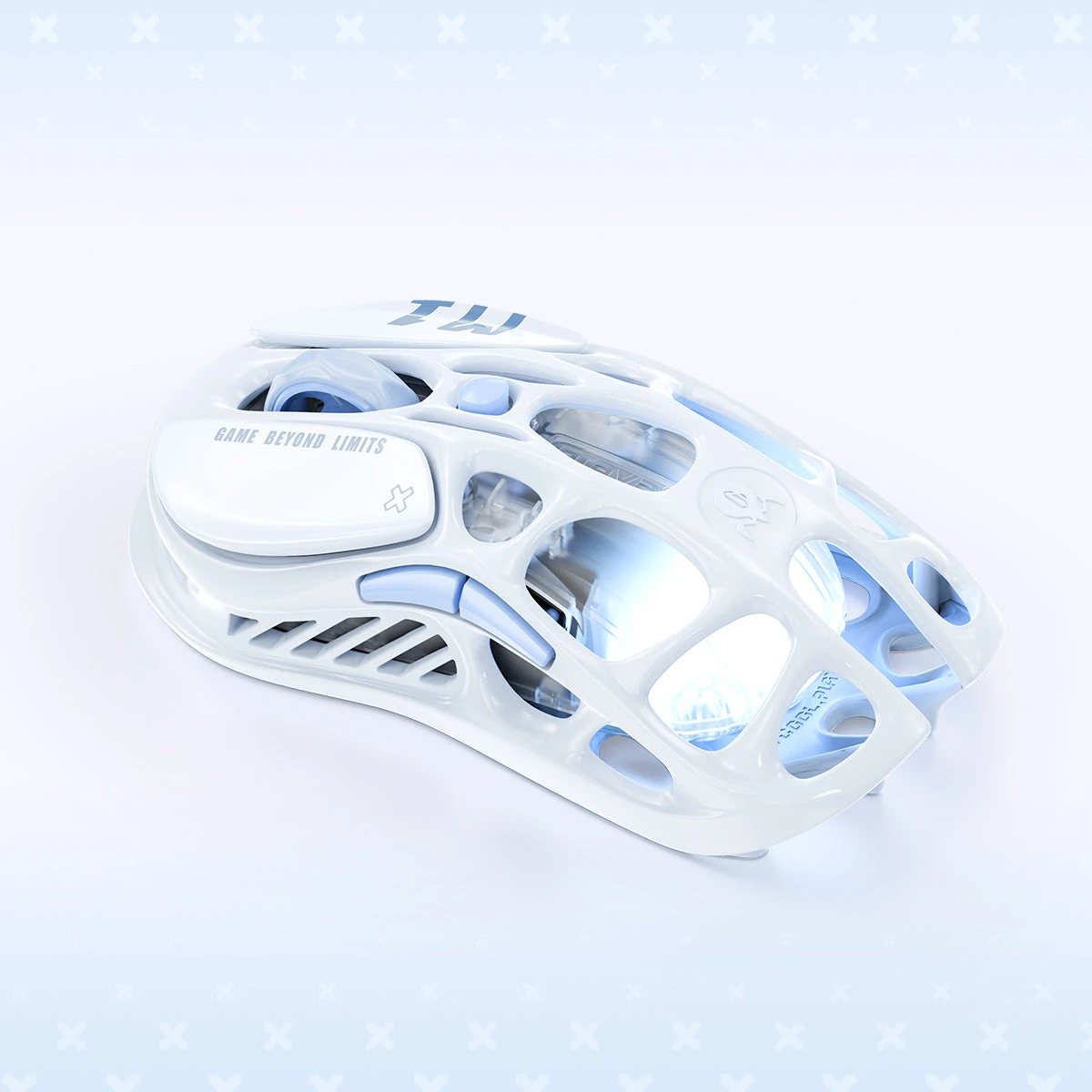 Мышь GravaStar Mercury M1 Pro Ice Blue, PAW3395, 26000 DPI, 2.4/BT/Wired, 88±3g — 3