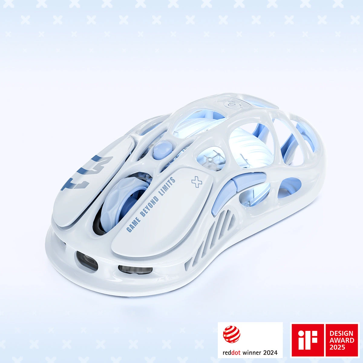 Мышь GravaStar Mercury M1 Pro Ice Blue, PAW3395, 26000 DPI, 2.4/BT/Wired, 88±3g — 4
