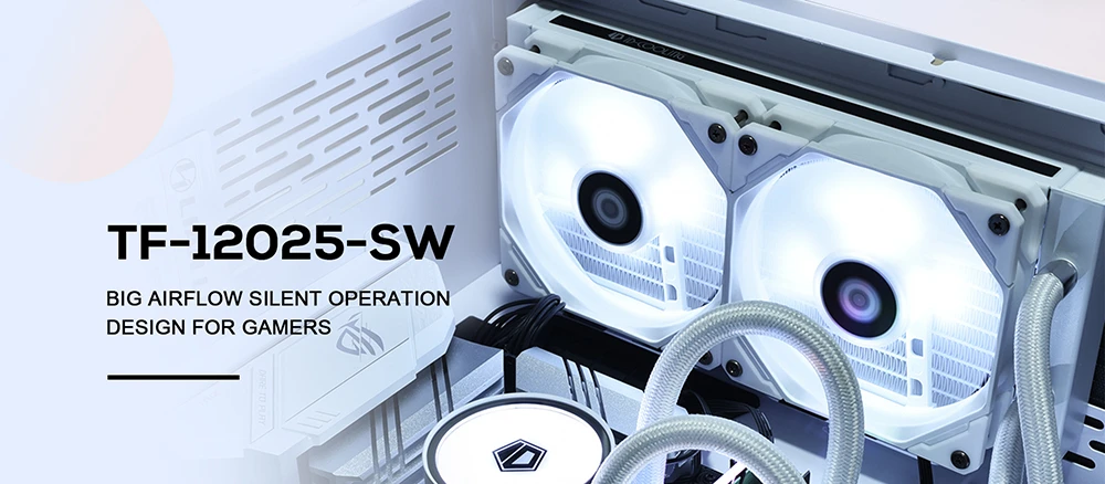 Вентилятор ID-COOLING TF-12025-SW, 120 мм, 700-1800 RPM, белый