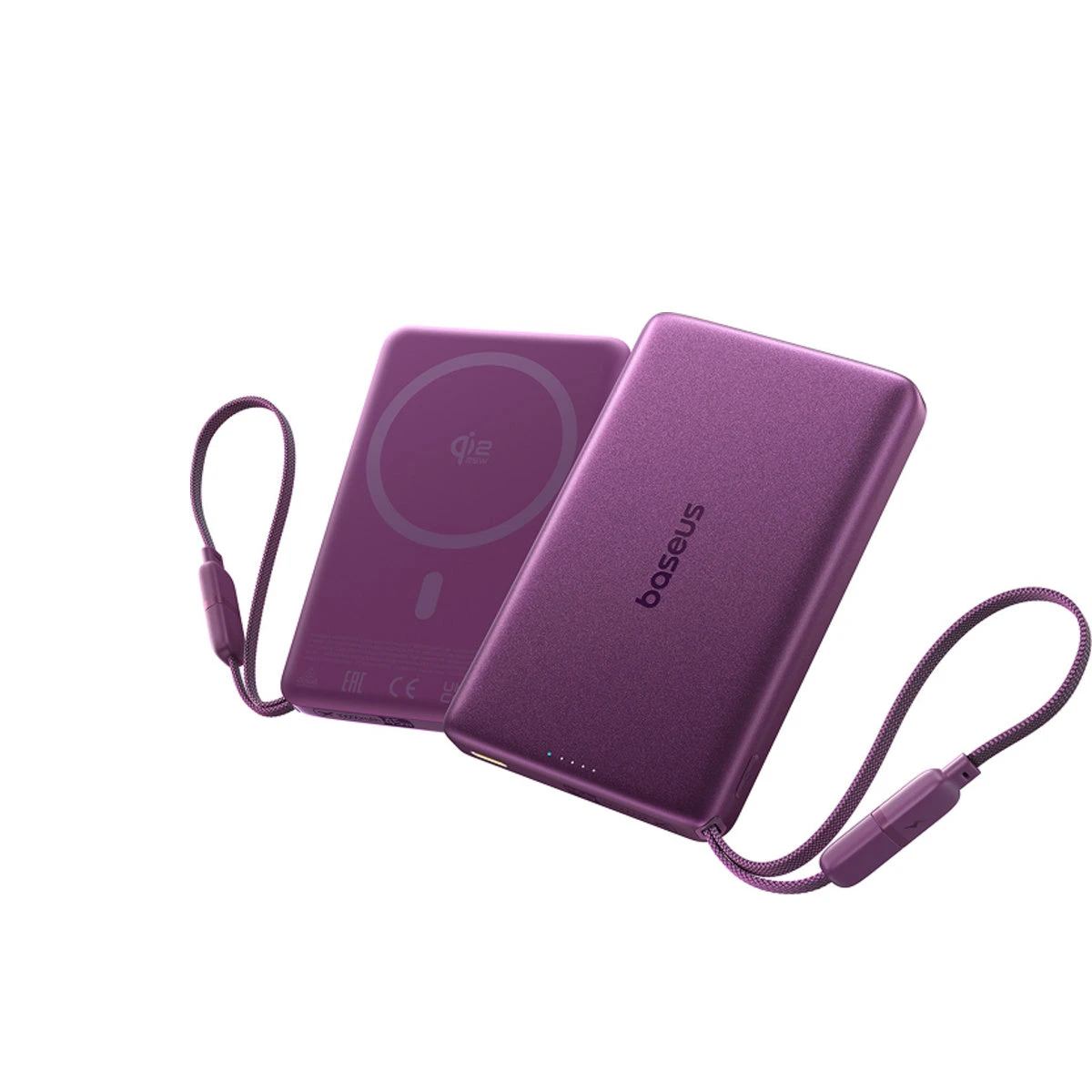 Портативный внешний аккумулятор Baseus PicoGo AM52 Qi2.2 10000mAh 45W Built-in Cable Dark Cherry — 2