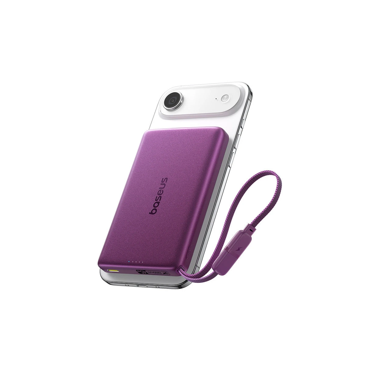 Портативный внешний аккумулятор Baseus PicoGo AM52 Qi2.2 10000mAh 45W Built-in Cable Dark Cherry — 4