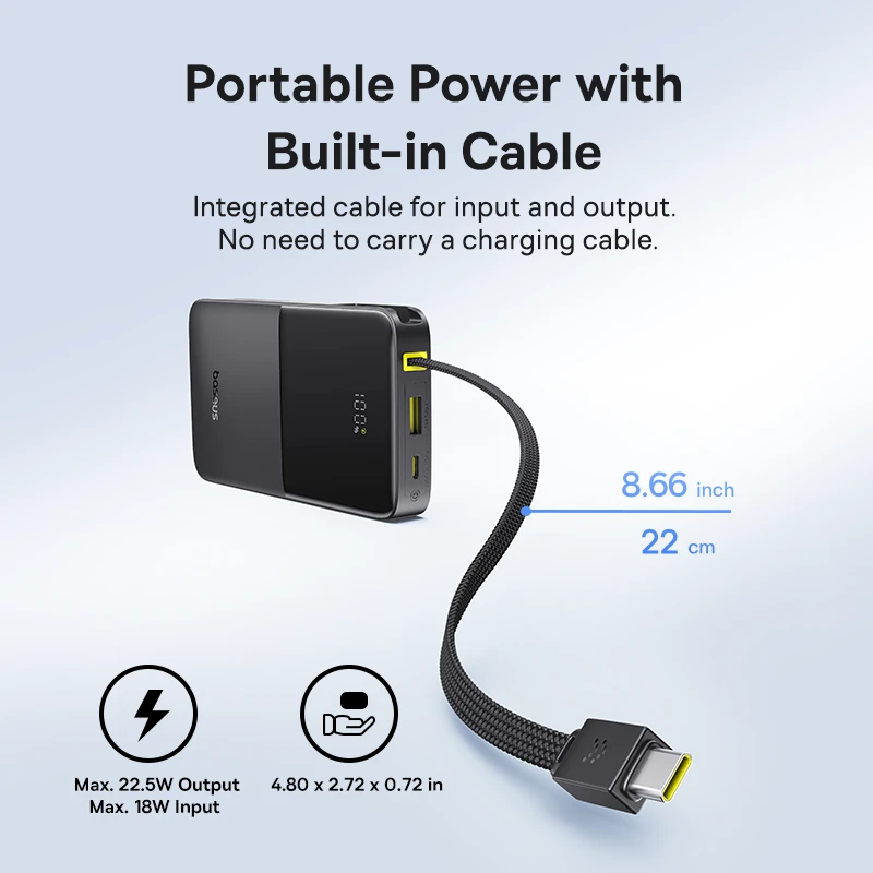 Портативный внешний аккумулятор Baseus FP51 Bipow 2 Pro CCC 20000mAh 30W Cable Black — 3