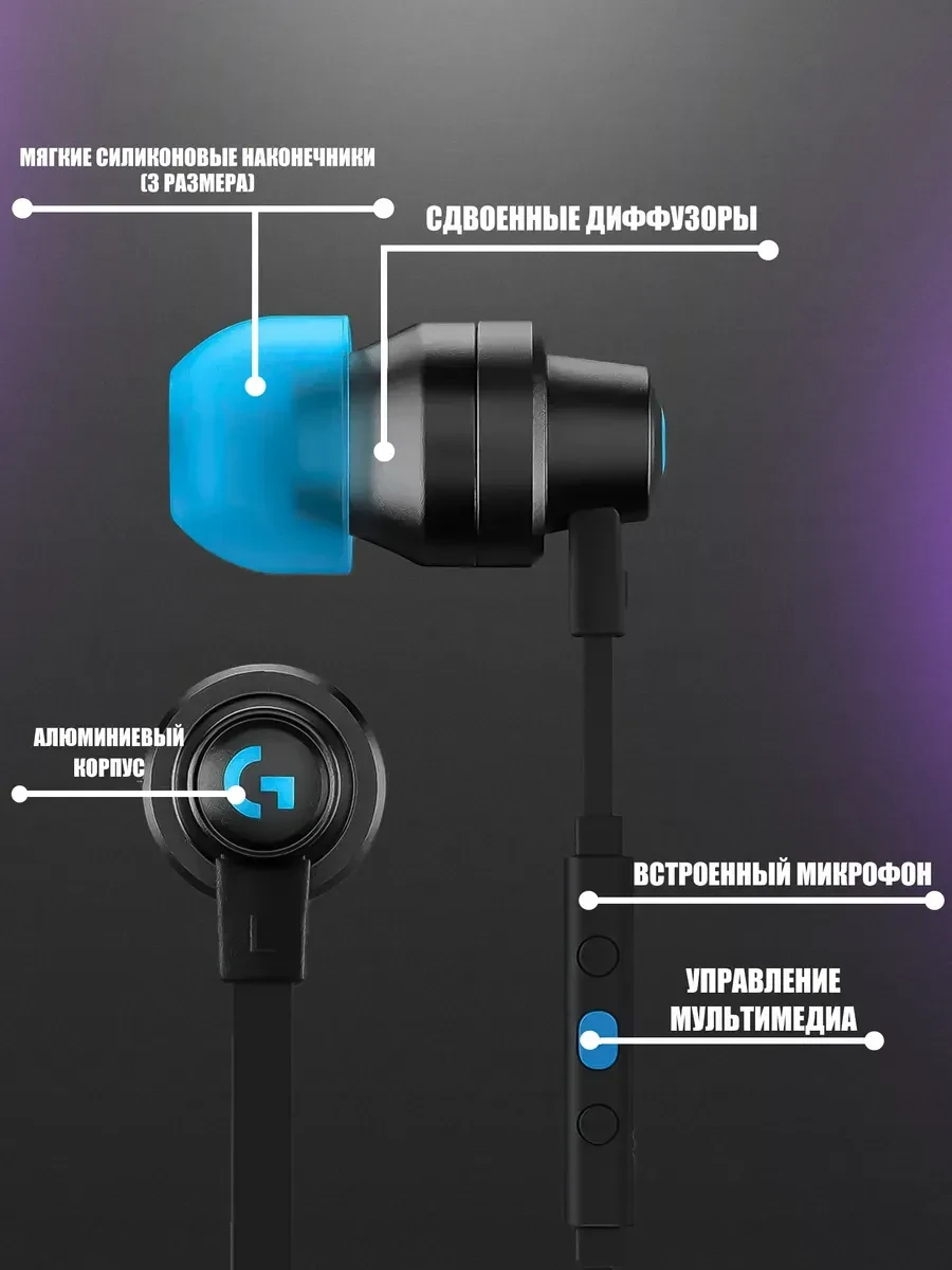 Игровая гарнитура Logitech G333, черная, 3.5mm — 3