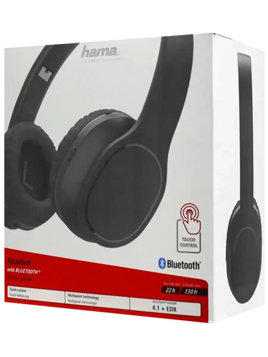 Наушники Hama Touch, BT 4.1, черные — 4