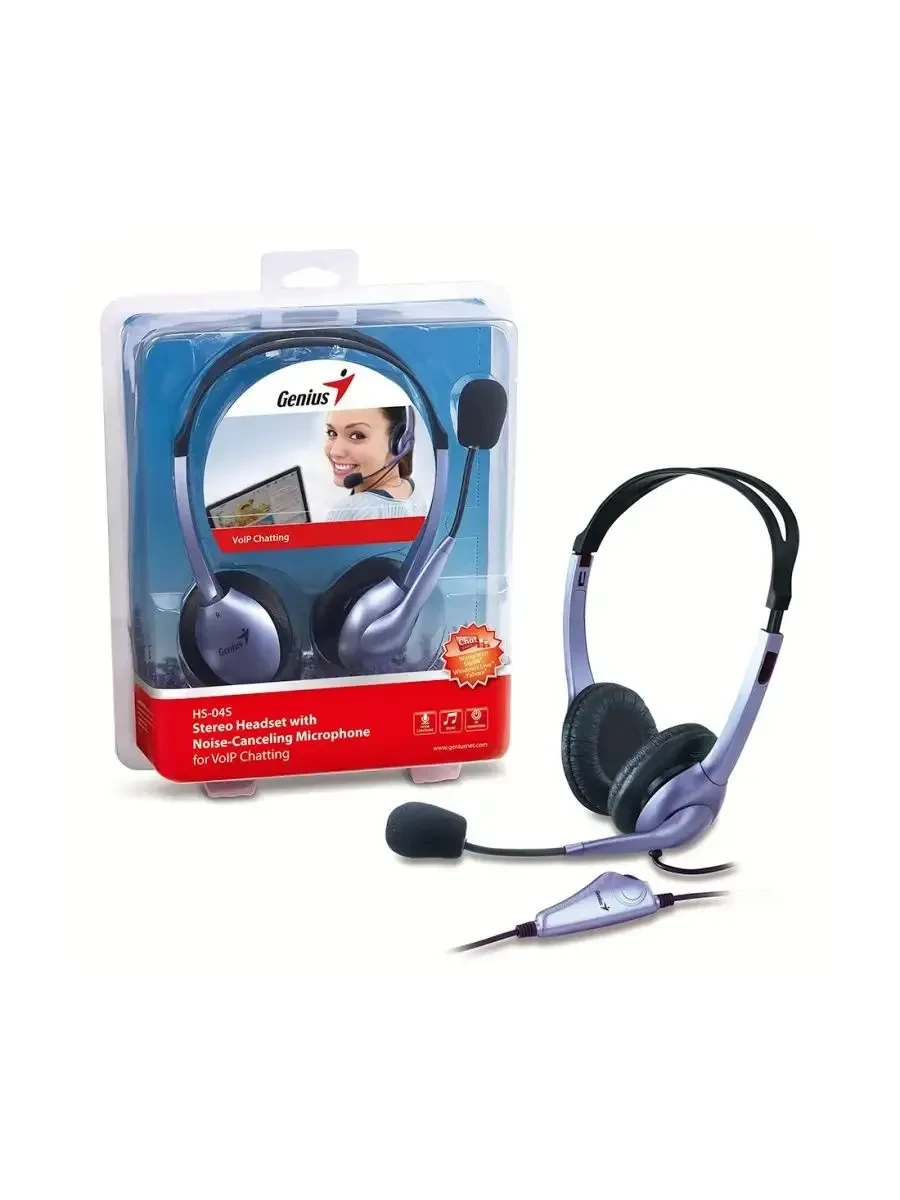 Гарнитура Genius HS-04S, проводная, 3.5мм, чёрная — 3
