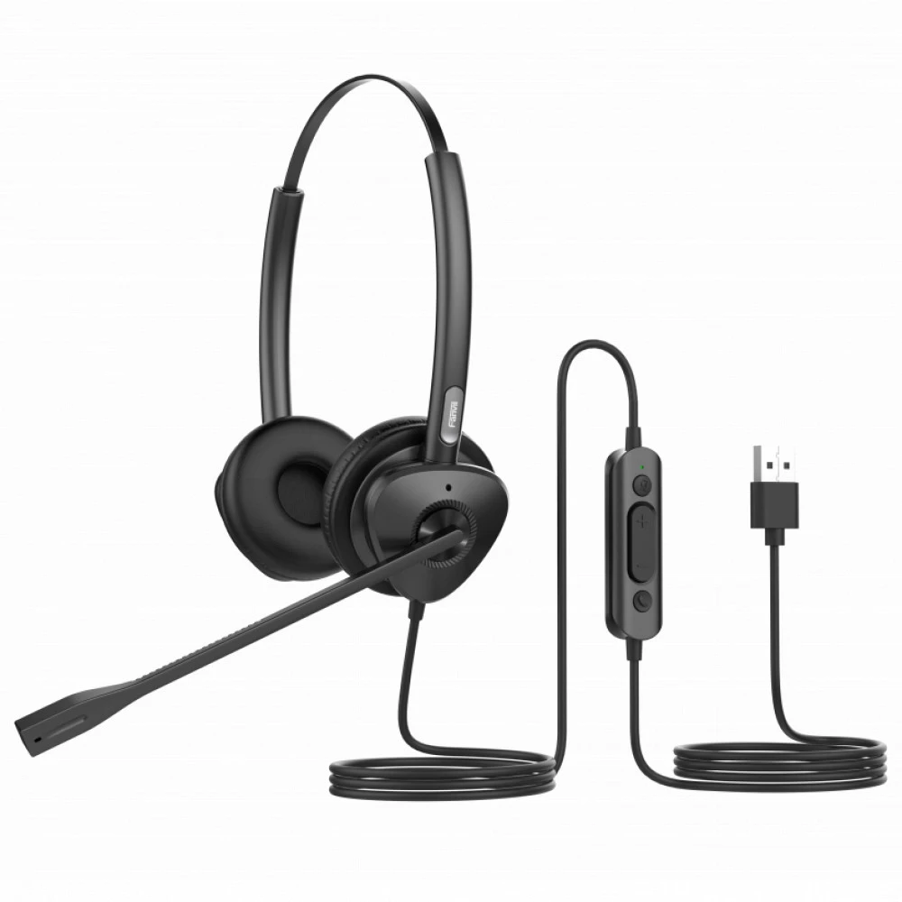 Гарнитура Fanvil HT302-U, проводная, USB-A, двухсторонняя, два микрофона с шумоподавлением ENC — 3