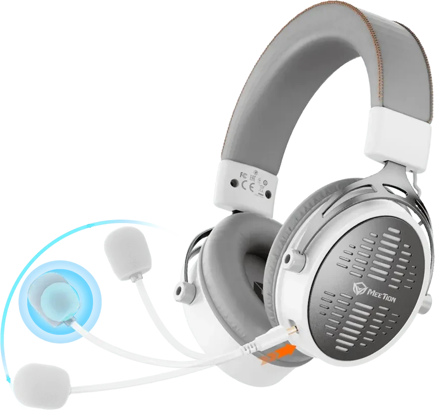 Гарнитура Meetion BTH013 White, Wireless, 20~20,000Hz, 118±3dB, 50mm Drivers, 2.4G/BT5.3, 1200mAh — 5