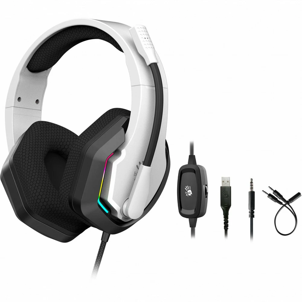 Гарнитура A4Tech Bloody G260P, 20Hz-20kHz, 16 Om, 100dB, mic 100Hz-10kHz, -42 dB, 2m, LED, White — 5