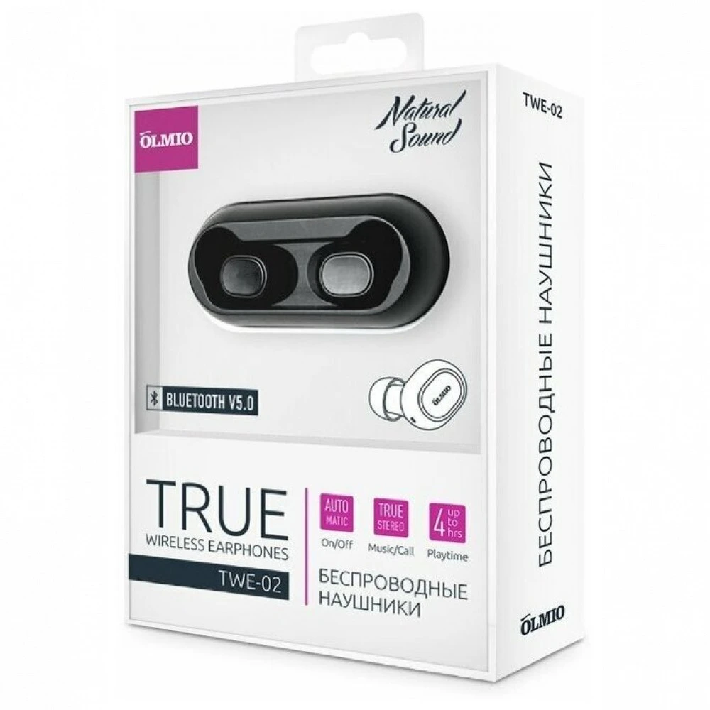 Bluetooth гарнитура OLMIO TWE-02, Black — 3