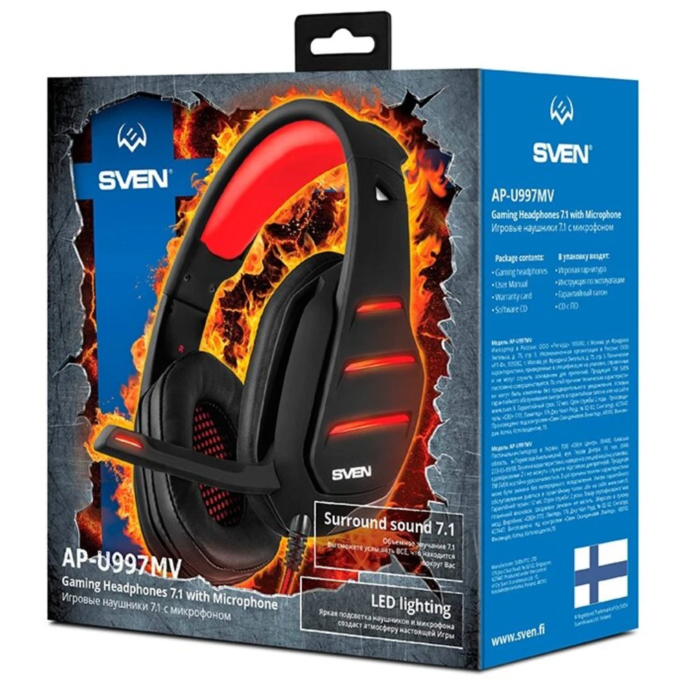 Гарнитура Sven AP-U997MV, Black-Red — 3
