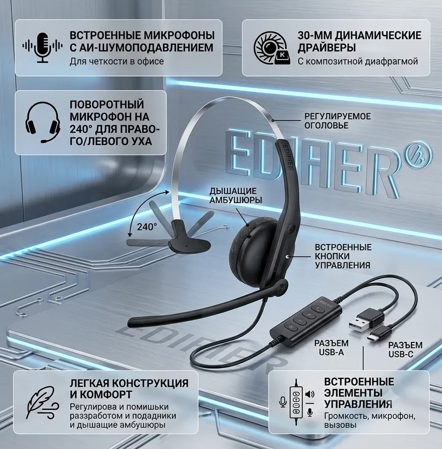 Гарнитура Edifier CC100, Black