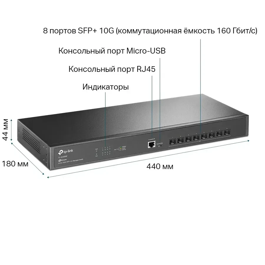 Коммутатор TP-Link SX3008F 8-port 10GE SFP+, управляемый — 2