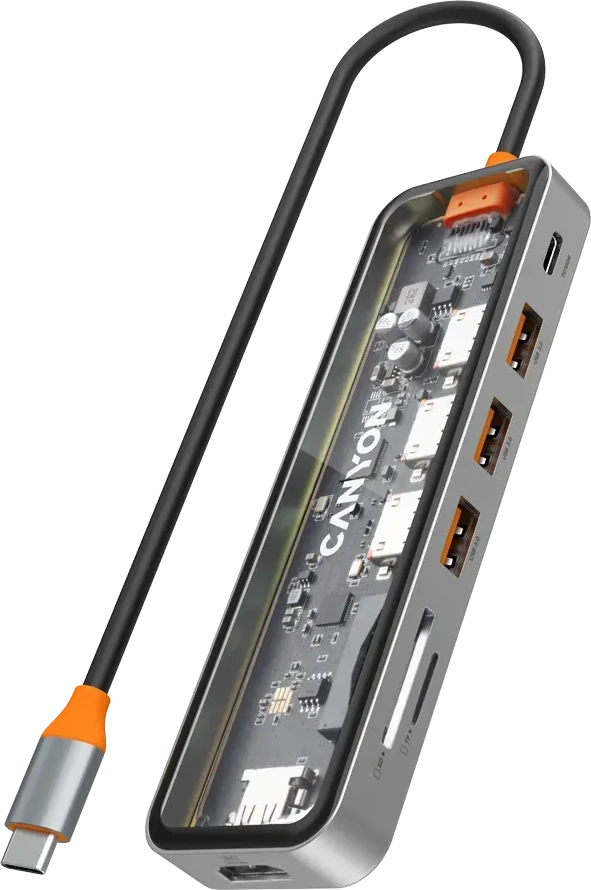 USB-концентратор CANYON DS-13 7in1 4K USB-C, Space Grey