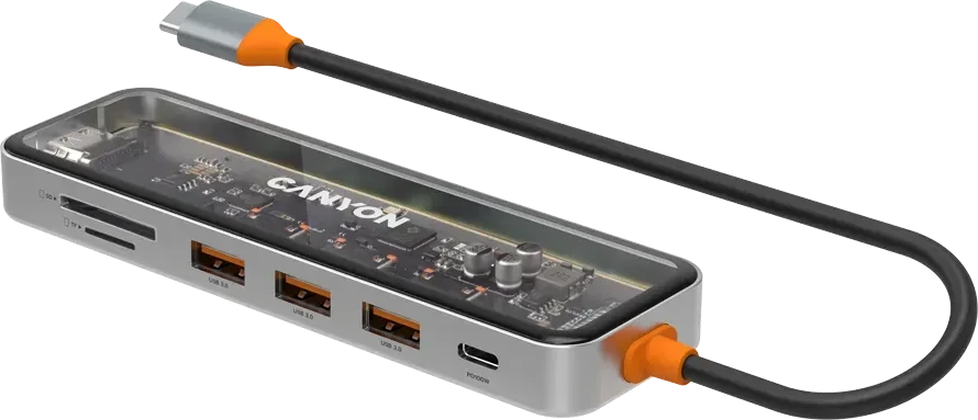 USB-концентратор CANYON DS-13 7in1 4K USB-C, Space Grey — 2