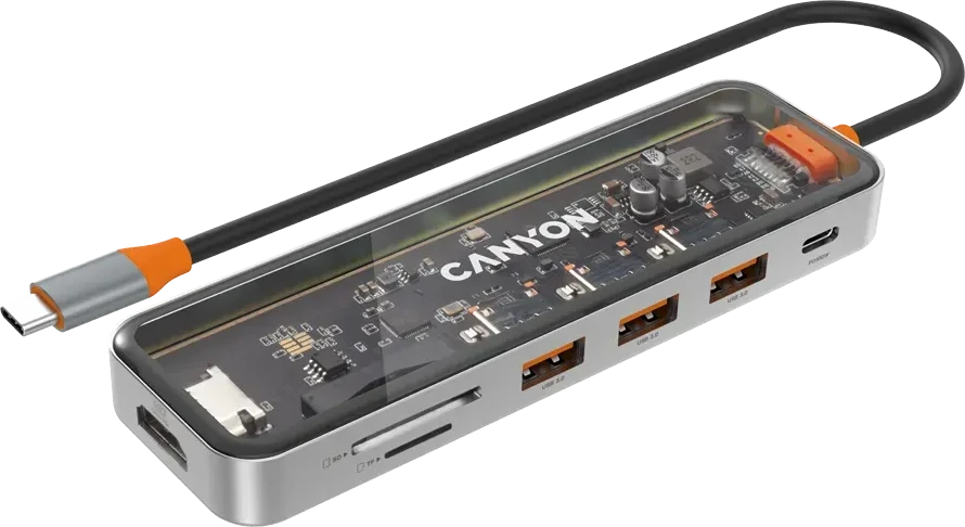 USB-концентратор CANYON DS-13 7in1 4K USB-C, Space Grey — 5
