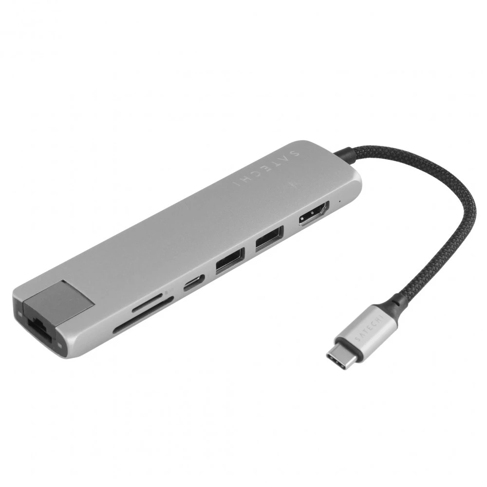 USB-адаптер SATECHI 7-in-1 USB-C с Ethernet, Space Grey — 3