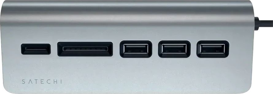 SATECHI Type-C Hub USB 3.0, кардридер, серый — 3