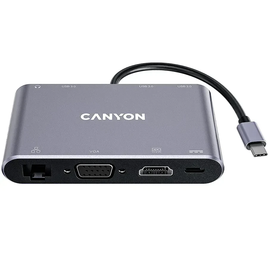 CANYON Hub DS-14, 8-in-1 4K USB-C, тёмно-серый