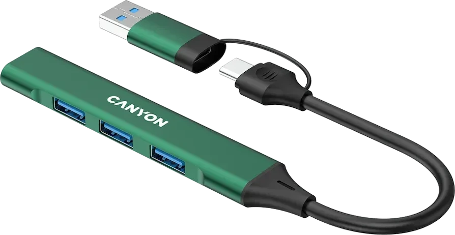 CANYON Hub DS-02, 4-in-1 USB-A/C, зелёный — 4