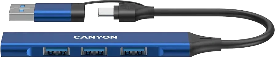 CANYON Hub DS-02, 4-in-1 USB-A/C, синий — 4