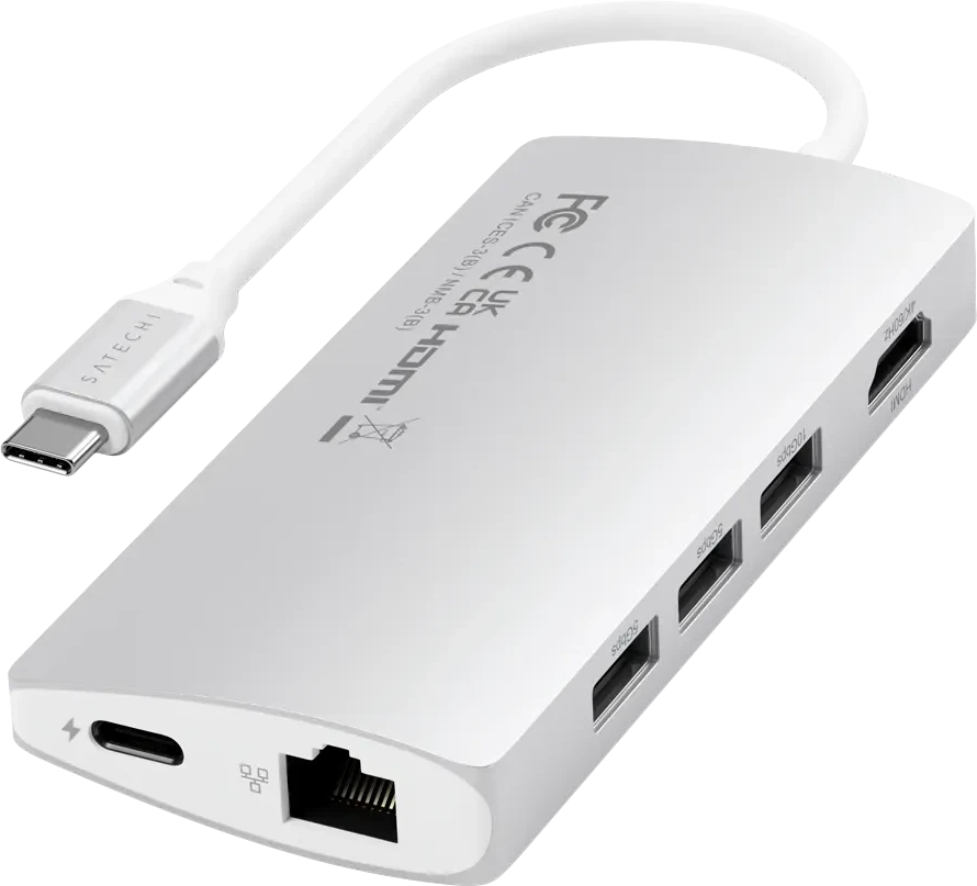 SATECHI Type-C Adapter 4K Ethernet V2, серебр. — 2