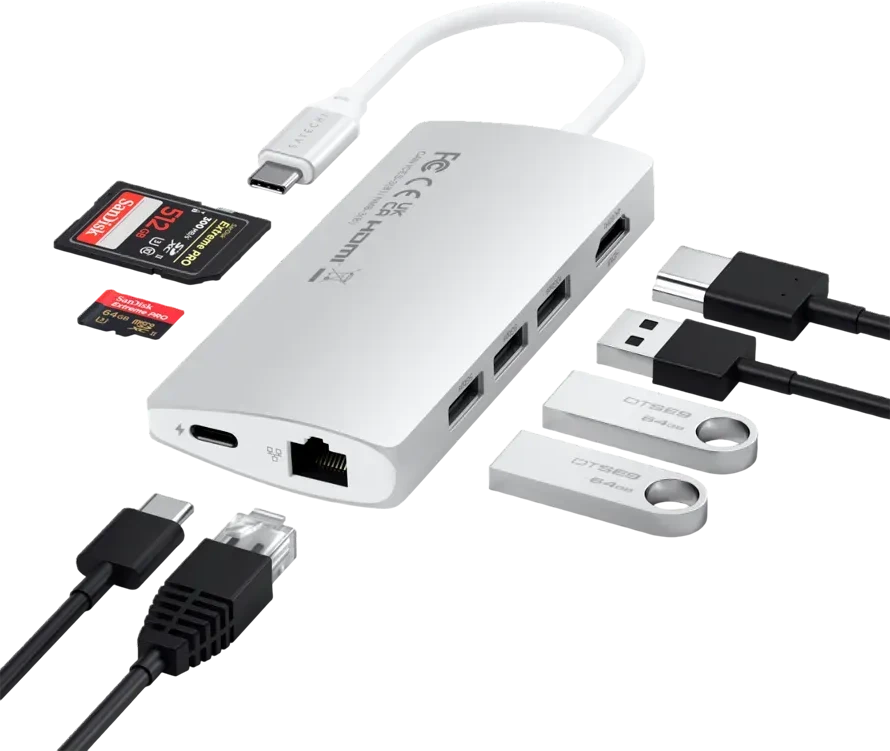 SATECHI Type-C Adapter 4K Ethernet V2, серебр. — 3