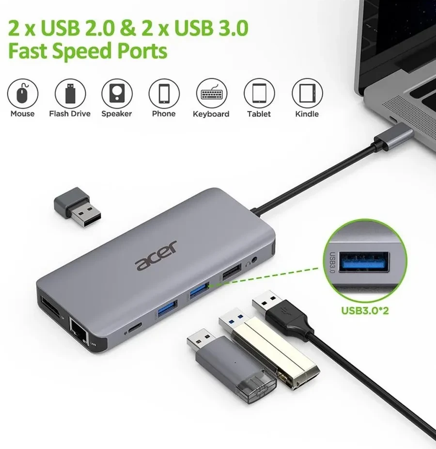 Dok-станция Acer 12in1 Type-C, kumusli — 2