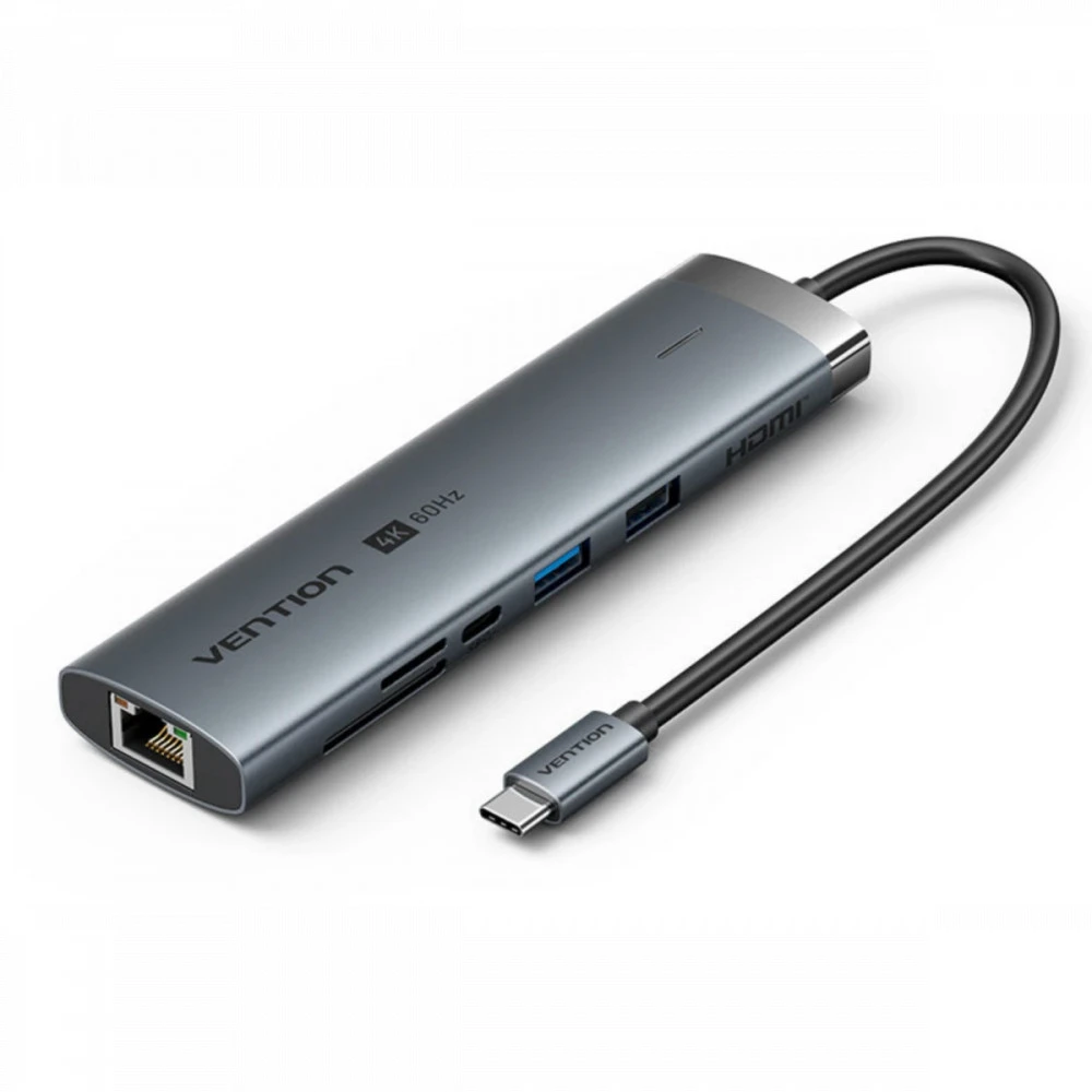 Докстанция Vention TGVHB <USB-C to HDMI/USB 3.2 Gen 1 Type-C/USB 3.0/USB 2.0/RJ45/SD/TF/TRRS 3.5/PD> — 2