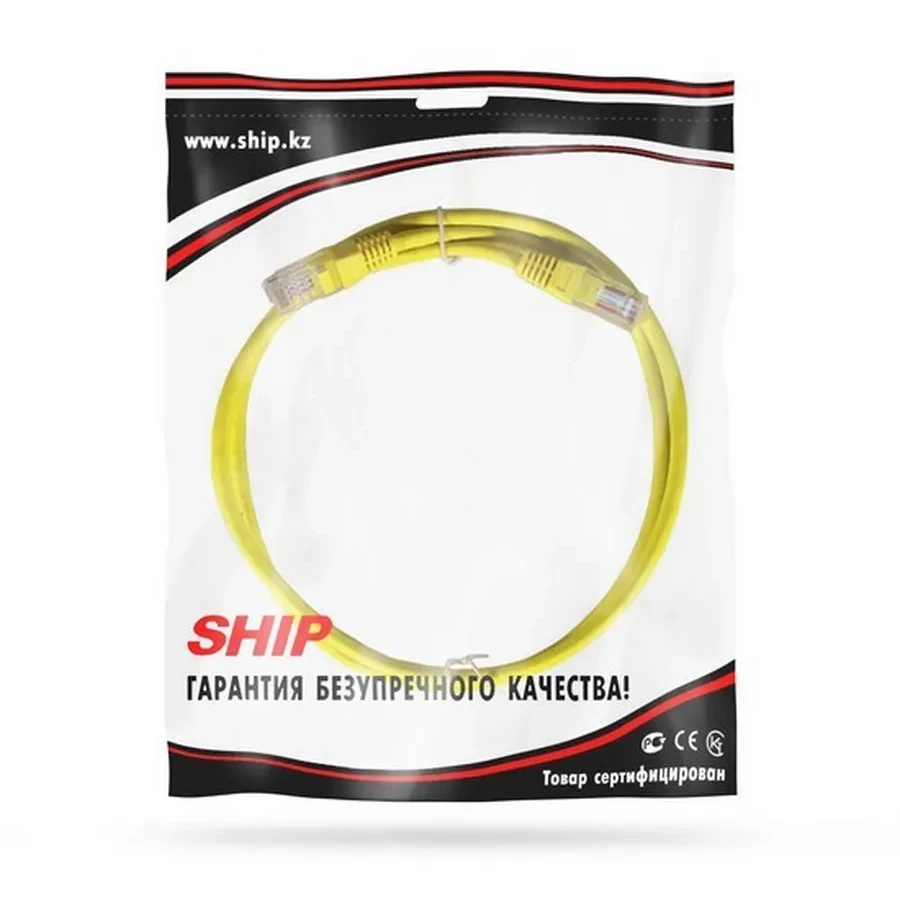 Патч корд SHIP Cat.5e UTP RJ-45, 1 м, жёлтый — 2
