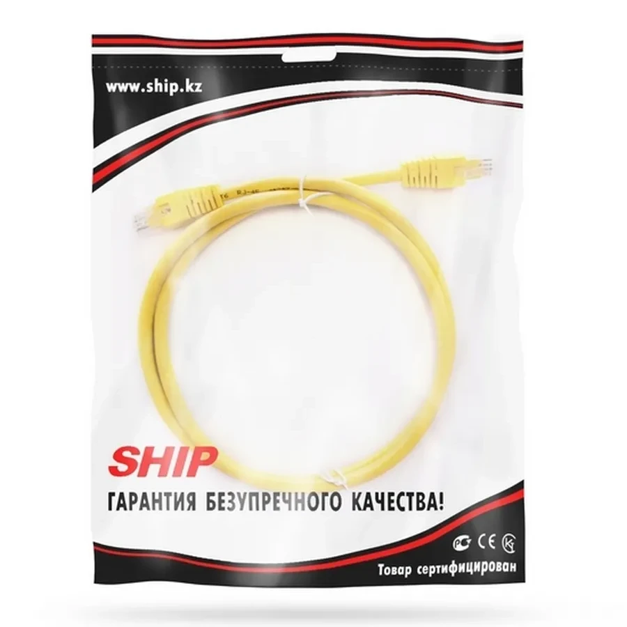 Патч корд SHIP Cat.6 UTP RJ-45, 1 м, жёлтый — 2