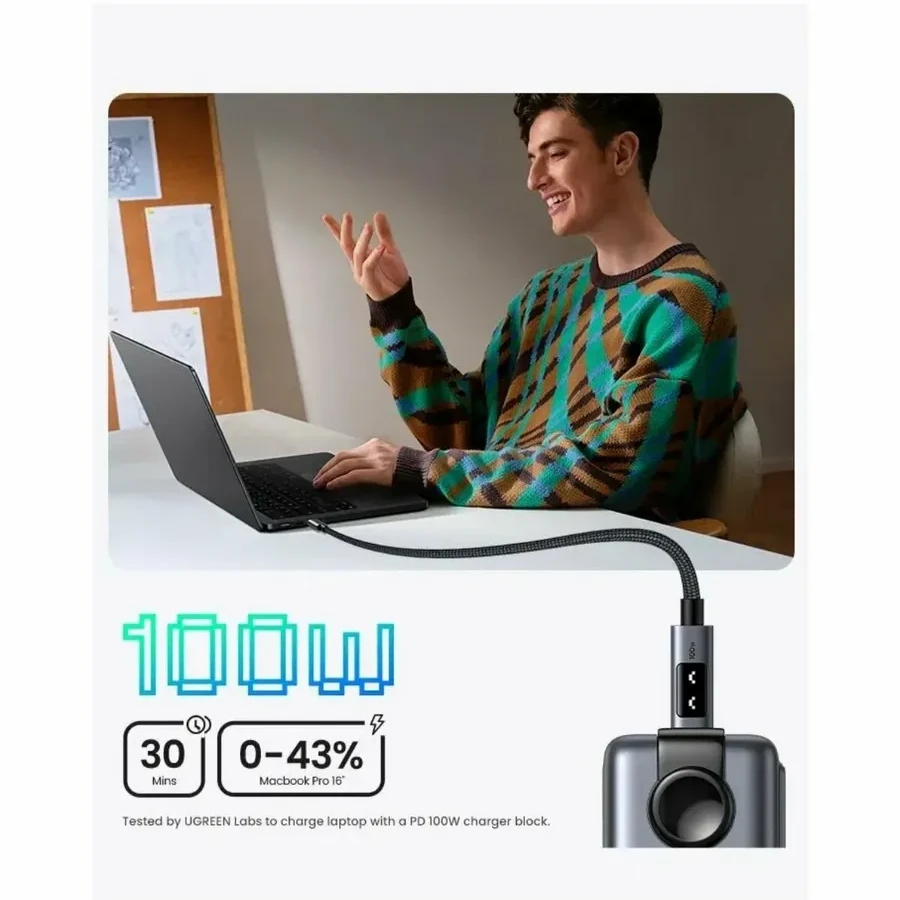Кабель Ugreen L509 USB-C to USB-C PD 5A 1м, чёрный — 3