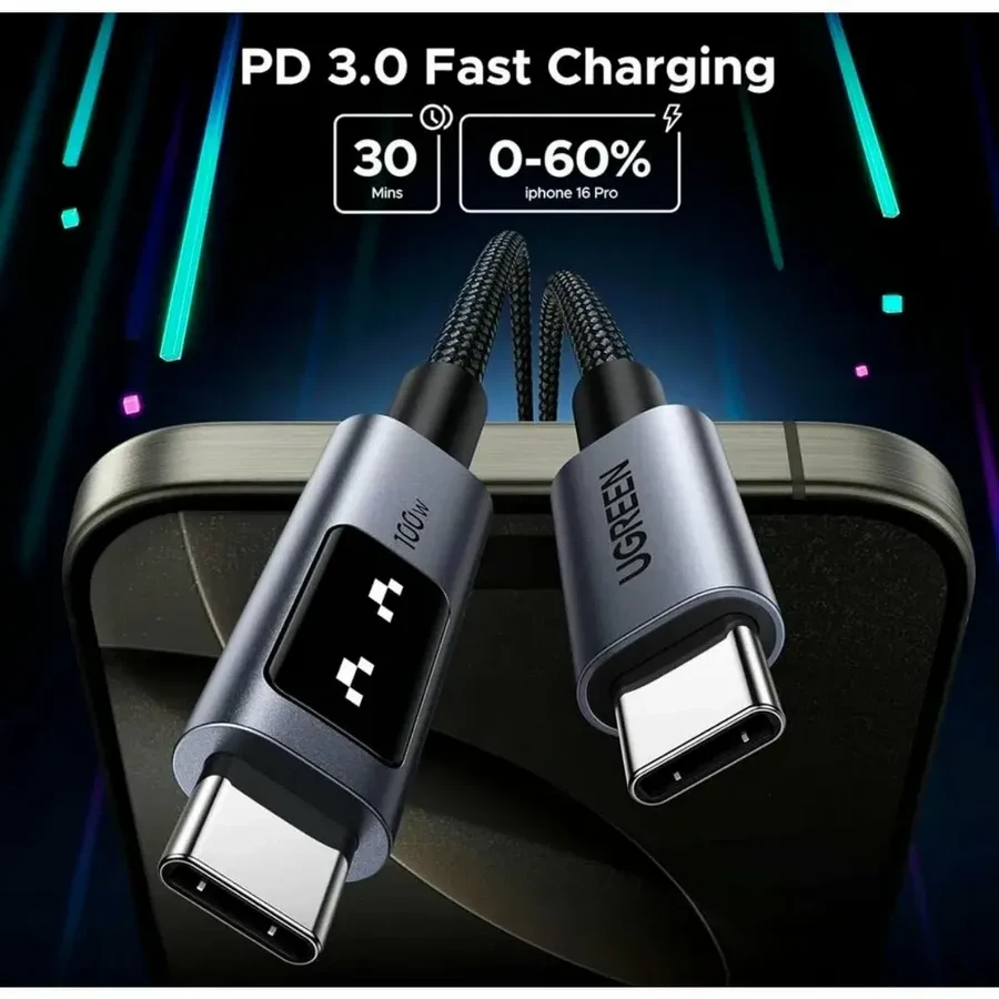 Кабель Ugreen L509 USB-C to USB-C PD 5A 1м, чёрный — 5