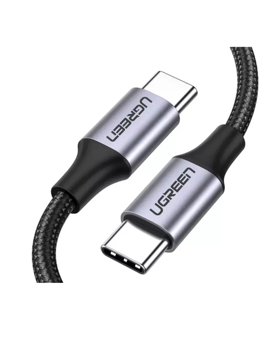 Кабель Ugreen US261 USB-C 2.0, никелированный, 1м, чёрный