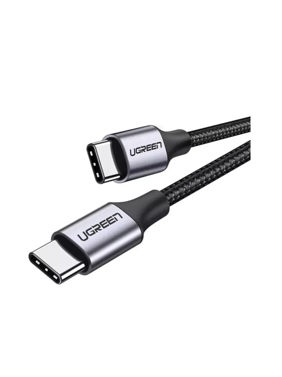 Кабель Ugreen US261 USB-C 2.0, никелированный, 1м, чёрный — 2