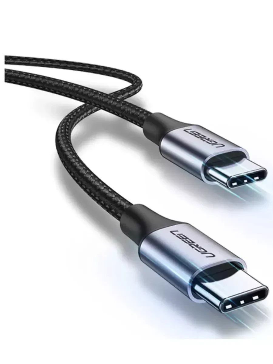 Кабель Ugreen US261 USB-C 2.0, никелированный, 1м, чёрный — 3