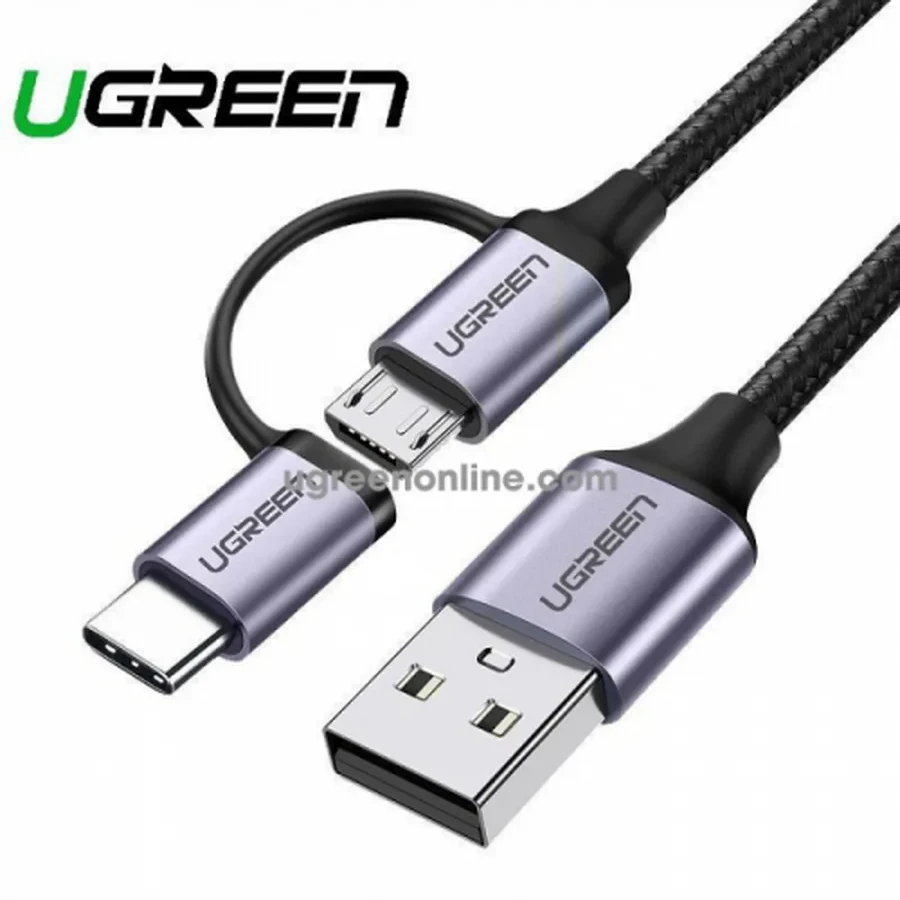Кабель UGREEN US177 USB-A to Micro USB/Type-C, 1м