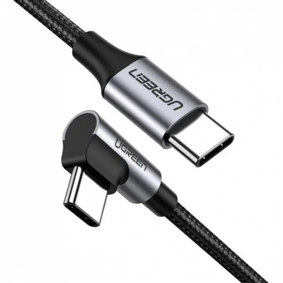 Кабель UGREEN US255 USB-C угловой, алюминий, 1м