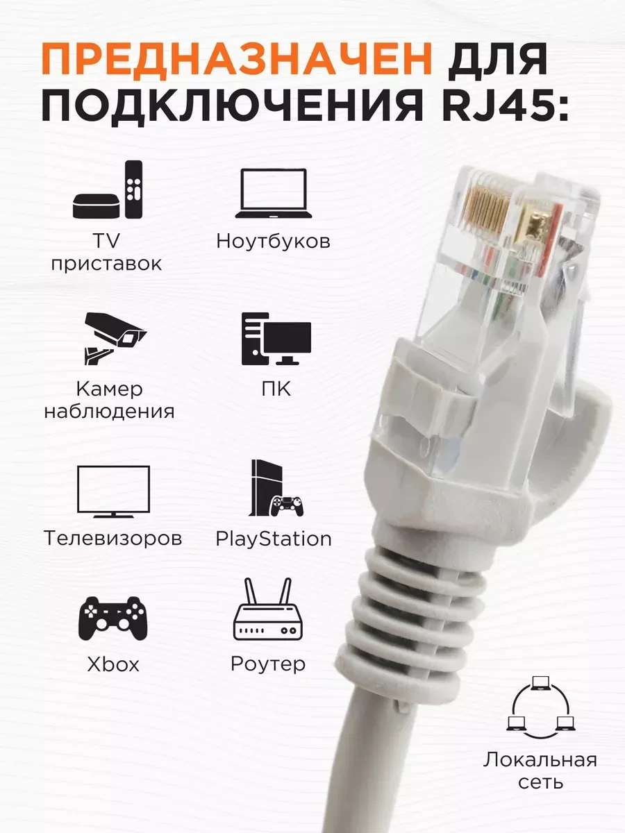Кабель Cablexpert Patch Cord Cat.5e FTP, 2м, оранжевый — 4