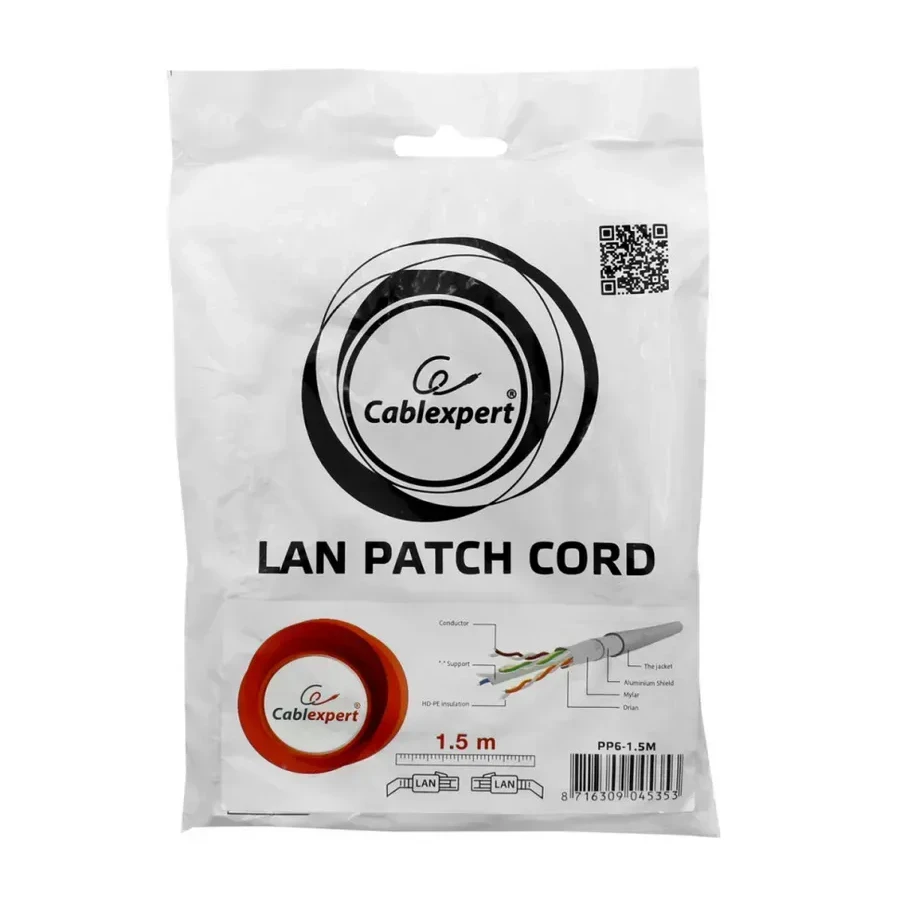 Кабель Cablexpert Patch Cord Cat.6 FTP, 1.5м, серый — 2