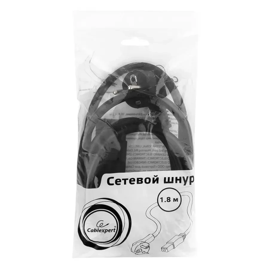 Кабель питания Cablexpert PC-186-C19, 1.8м, 16A — 3