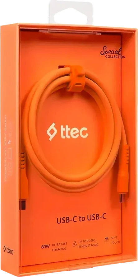 Кабель ttec USB-C 120см 60W неоновый — 3