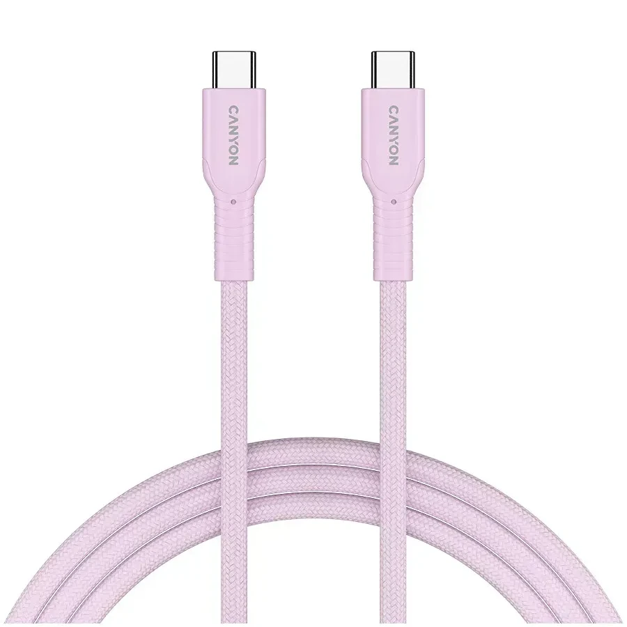 Кабель CANYON OnWire USB-C, 60W, 1м, розовый