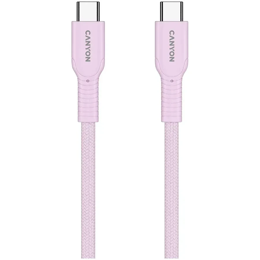 Кабель CANYON OnWire USB-C, 60W, 1м, розовый — 3