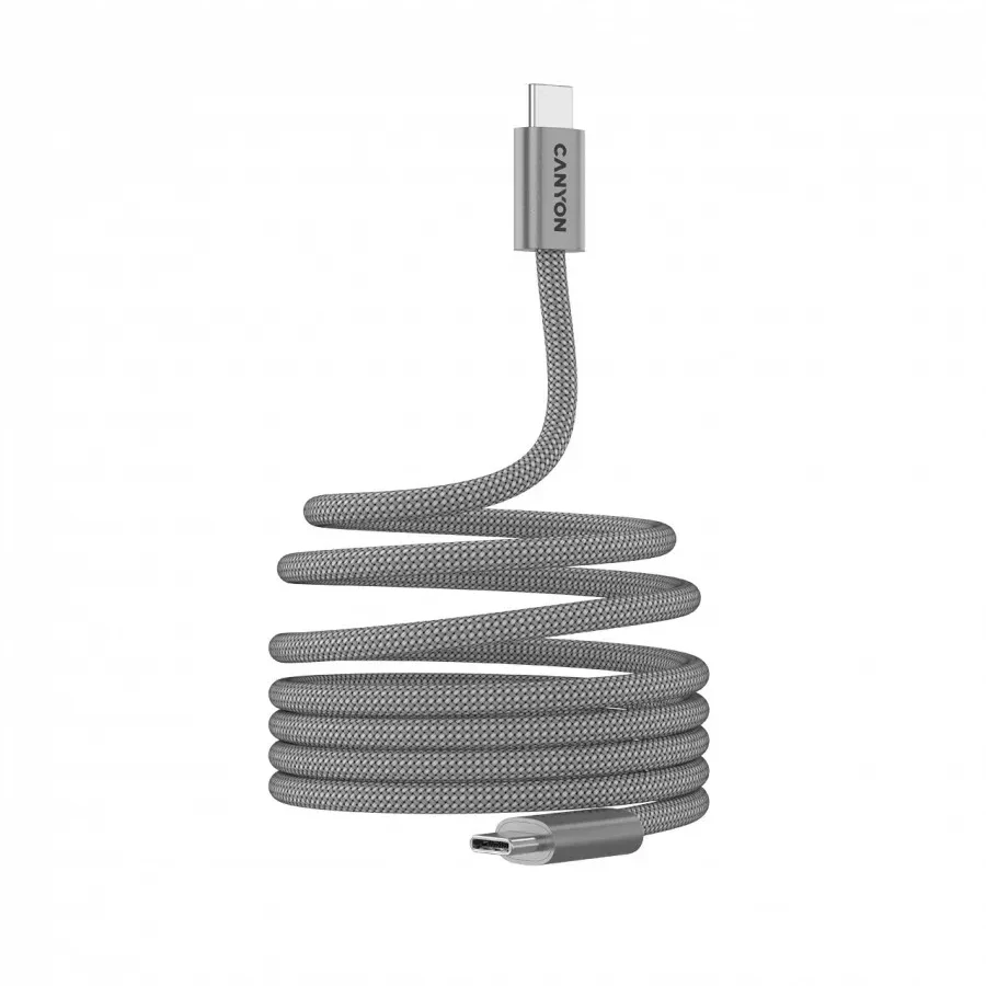 Кабель CANYON OnWire USB-C магнит, 60W, 1м, серый — 2