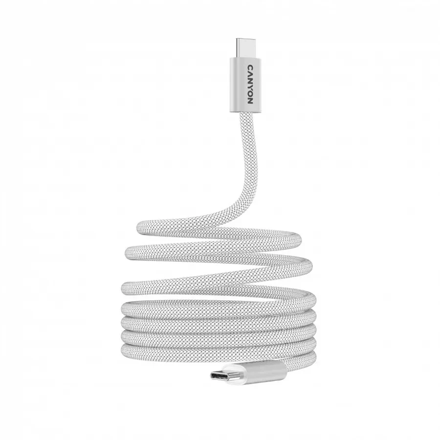 Кабель CANYON OnWire USB-C магнит, 60W, 1м, белый — 2