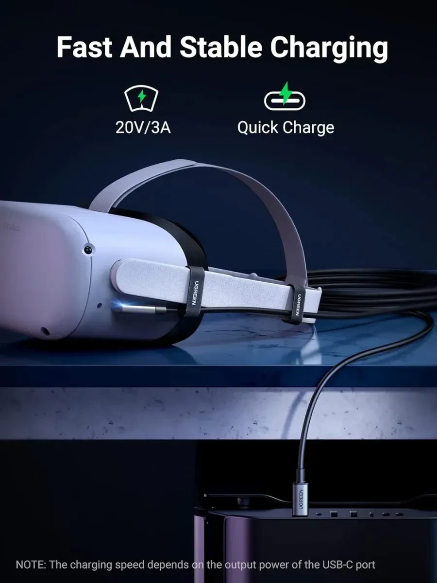 Кабель UGREEN US551 USB-C-USB-C, 5м, 90°, 5Gbps — 2