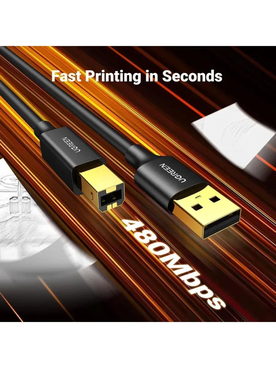 Кабель UGREEN US135 USB-A-USB-B, 1.5м — 5