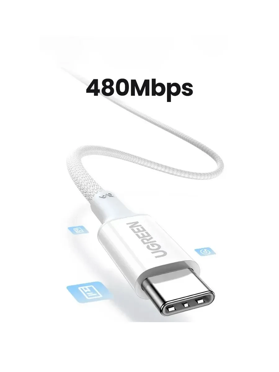 Кабель UGREEN L502 USB-C-USB-C, 2м, 100W — 3