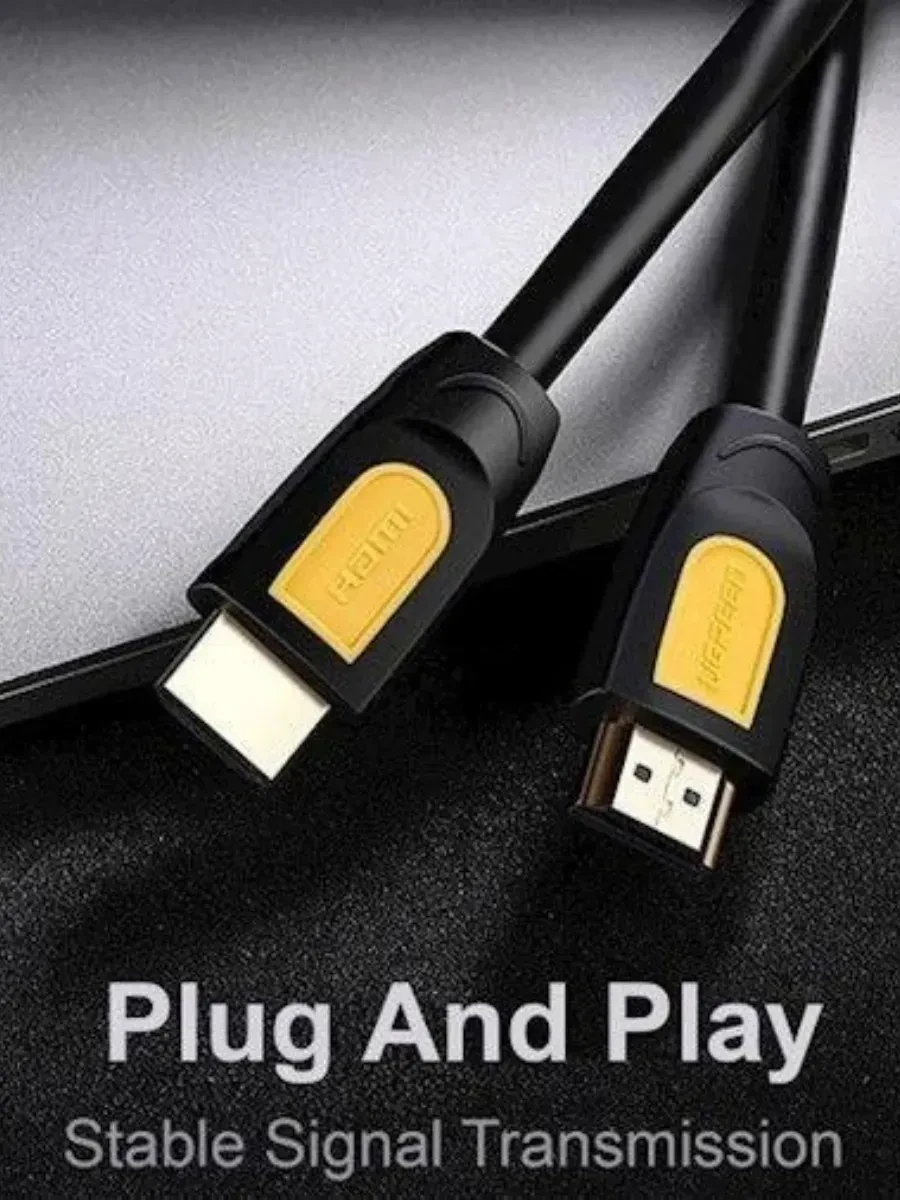 Кабель UGREEN HD101 HDMI, 10м, черно-жёлтый — 3